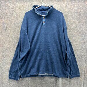 McKenzie Tribe Pullover Mens Large Blue Denim Collar Sweatshirt Henley Jacket